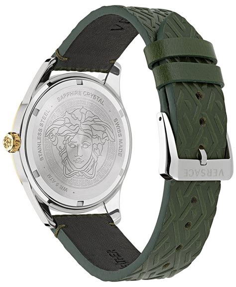 Versace Men's Swiss Greca Time GMT Green Leather Strap 